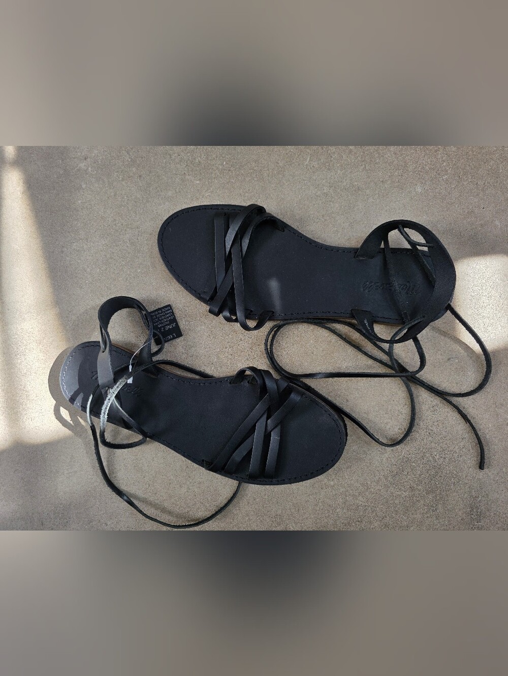 Madewell Boardwalk Black Leather Lace-up Sandal Made In Brazil New Sz 9.5 Women